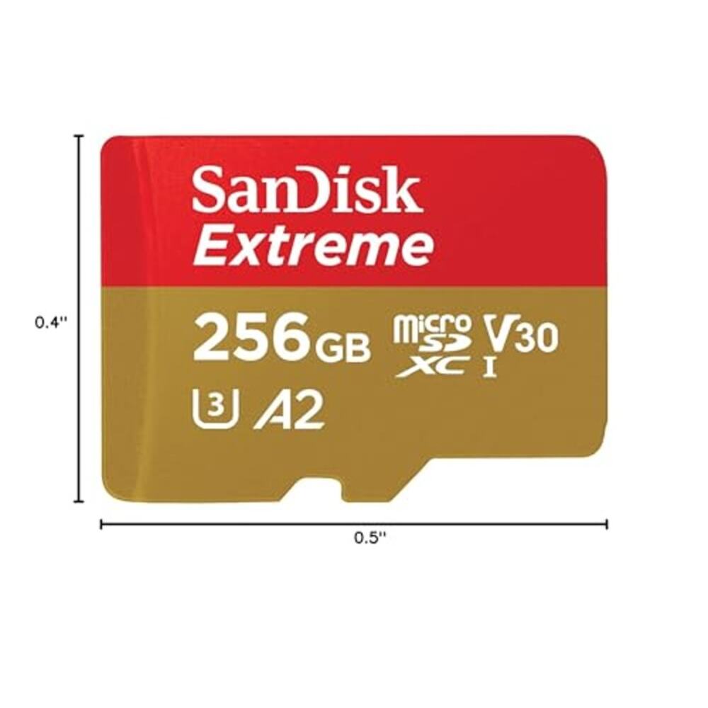 NWT SanDisk 256GB Extreme microSDXC UHS-I Memory Card with Adapter, Up to 190MB